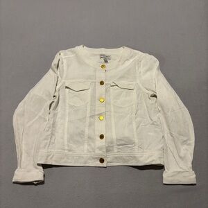 Ellen Tracy Linen Blend Shirts White Size‎ Medium Lightweight Sheer Summer